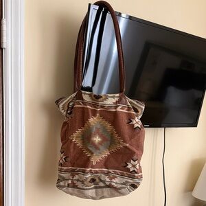Brown Patterned Tote Bag
